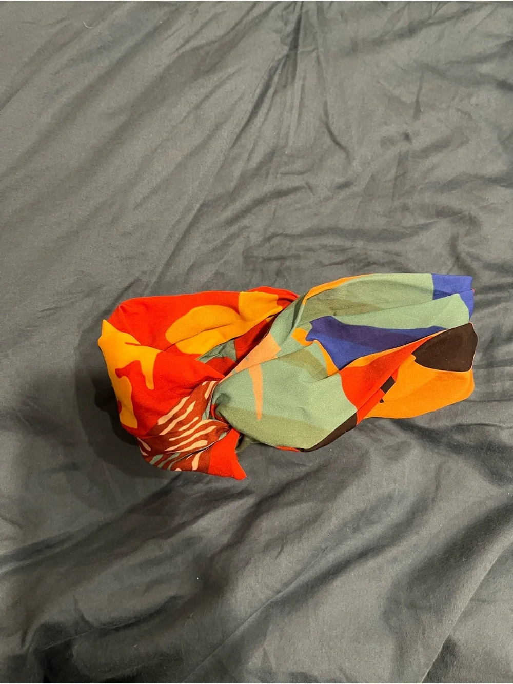 Zara Warm Tone Multicolor Abstract Turban Headband Headwrap Stretch Back